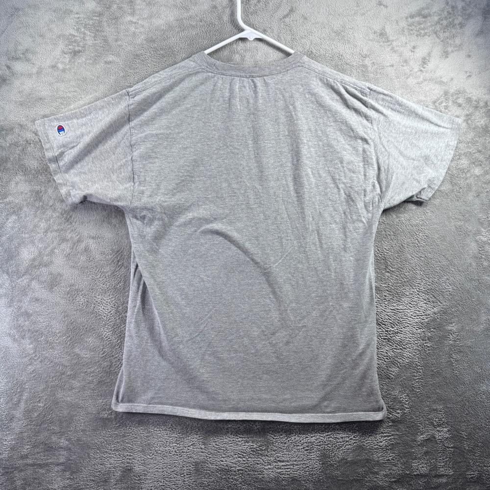 Champion Mens T-Shirt Large Oxford Gray Short Sleeve Classic Logo Stripe Basic - Picture 8 of 8